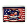 American flag with '250 Years of Freedom' text on a white background